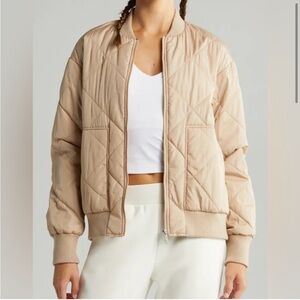 ZELLA Quilted Side Zip Bomber Jacket TAN TAUPE Women’s Size S